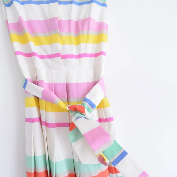Kate Spade New York Multi Cape Stripe Pleated  Shirt Midi Dress 0 - Picture 6 of 15